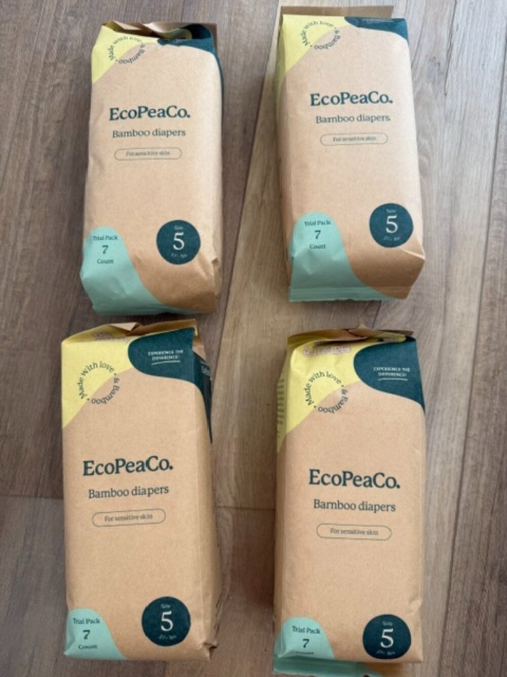 NEW EcoPeaCo. Bamboo Diapers Size 5 (28 Total)